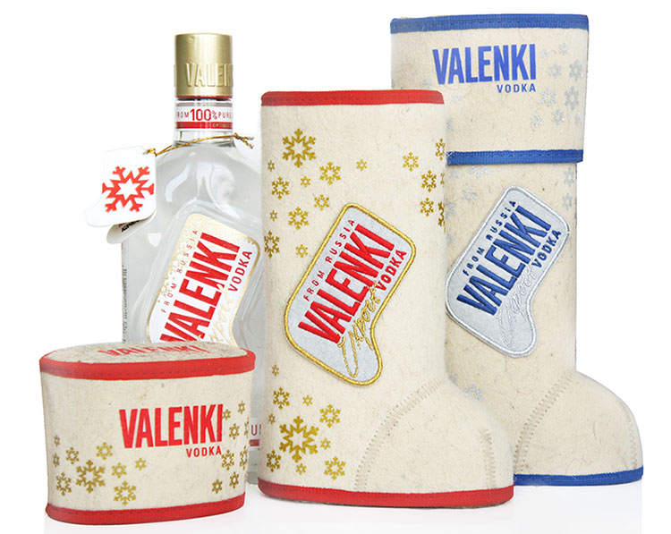 Traditional RUSSIAN packing of the VALENKI vodka